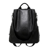 Women's Backpack Women's Leather Backpack School Bag Black/Brown Large Capacity All Match Fashion 1st Black - Front View