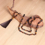 108 Mala Bead Necklace, Tibetan Prayer Beads in Natural Stone