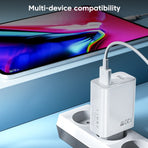 120W USB C Fast Charger Huawei Samsung Xiaomi Compatible with QC3.0 Type C Cable 10A EU White