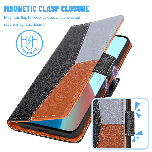 Compatible with Samsung Galaxy A22 4G Case Magnetic Black Three-color Stitching Samsung