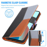 Compatible with Samsung Galaxy A22 4G Case Magnetic Black Three-color Stitching Samsung - Top-Down View