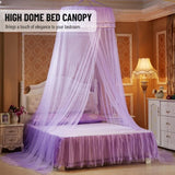 Universal Bed Canopy Dome Bedspread Mosquito Net Tulle Children's Bed Children's Room Princess Double Bed Easy to Install, Purple