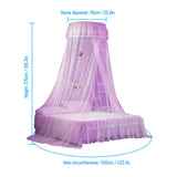 Universal Bed Canopy Dome Bedspread Mosquito Net Tulle Children's Bed Children's Room Princess Double Bed Easy to Install, Purple - Side View