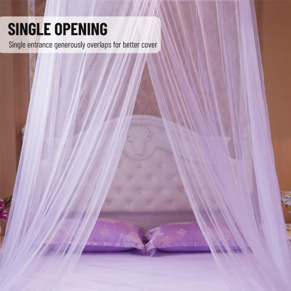 Universal Bed Canopy Dome Bedspread Mosquito Net Tulle Children's Bed Children's Room Princess Double Bed Easy to Install, Purple