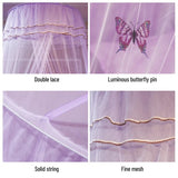 Universal Bed Canopy Dome Bedspread Mosquito Net Tulle Children's Bed Children's Room Princess Double Bed Easy to Install, Purple - 45-Degree Angle