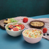 5-Pack Large Reusable Pasta Bowls, 710ml Unbreakable Plastic, Lightweight Soup Bowls for Rice, Salad, Noodles, Soup, Salad (Cream White) - Top-Down View