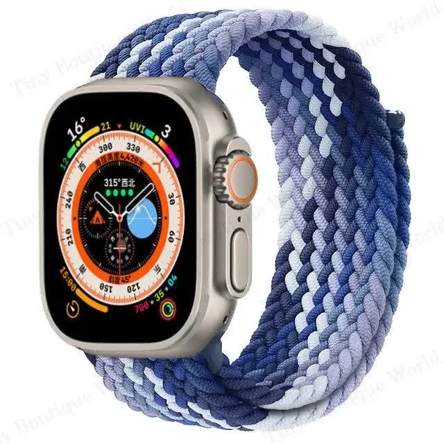 Braided Solo Loop Compatible with Apple Watch Ultra 49mm 45mm 44mm 42mm 41mm 40mm 38mm for Series 9 8 7 6 5 4 3 SE SummerU Bracelet