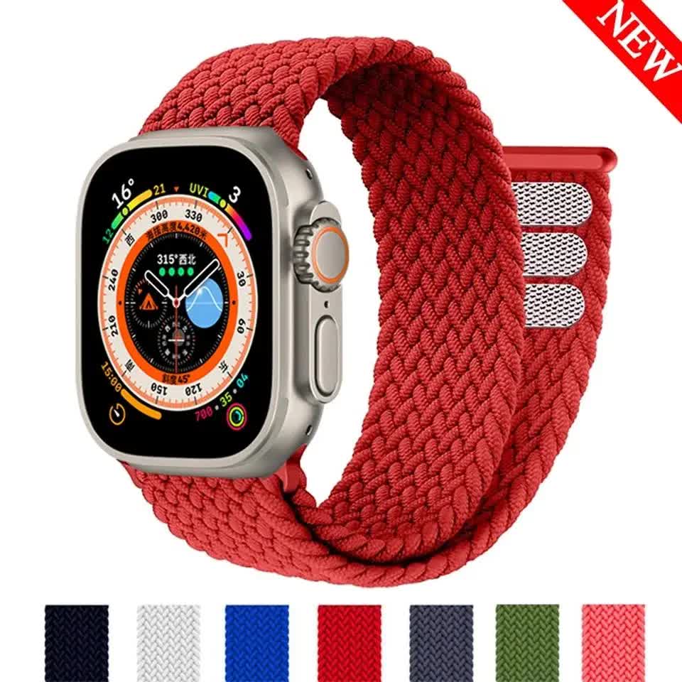 Braided Solo Loop Compatible with Apple Watch Ultra 49mm 45mm 44mm 42mm 41mm 40mm 38mm for Series 9 8 7 6 5 4 3 SE SummerU Bracelet
