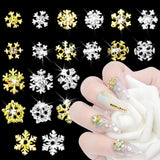 20pcs Snowflake Nail Charms with Rhinestones Silver Gold Christmas Decorations Alloy Nail Jewelry Snowflake Nails Design 3D Charms for Nails Decor DIY Craft Home&Salon