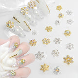 20pcs Snowflake Nail Charms with Rhinestones Silver Gold Christmas Decorations Alloy Nail Jewelry Snowflake Nails Design 3D Charms for Nails Decor DIY Craft Home&Salon - Side View