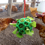 2pcs Chicken Vegetable Feeder Ball Hanging Feeding Toy, Poultry Fruit Holder Chicken Cabbage Feeder Treat Feeding Tool for Hens Chicken Coop Goose Duck Large Birds - Side View