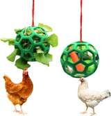 2pcs Chicken Vegetable Feeder Ball Hanging Feeding Toy, Poultry Fruit Holder Chicken Cabbage Feeder Treat Feeding Tool for Hens Chicken Coop Goose Duck Large Birds - Top-Down View