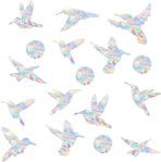 54 Pieces Birds Static Window Clings Anti Collision Window Decals for Bird Strikes, Glass Door Window Stickers, Stop Birds Flying into Windows, Hummingbird Style