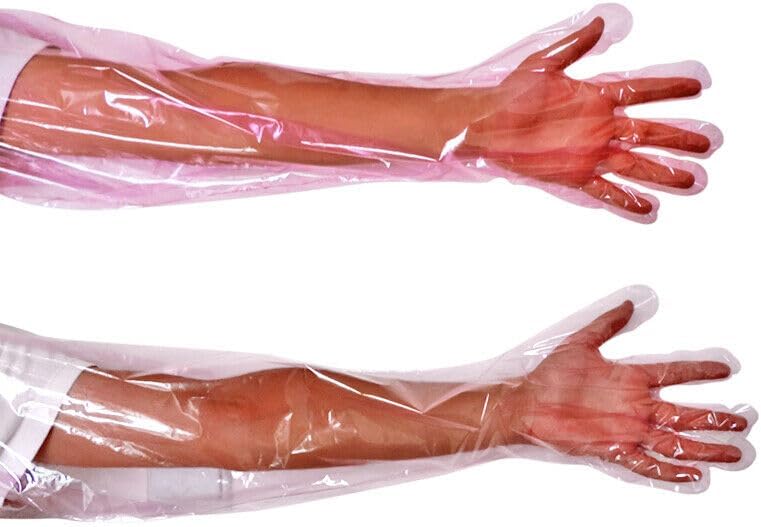 50pcs Disposable Long Plastic Gloves, Veterinary Insemination Gloves, Full Arm Long Sleeve Gloves, Field Dressing Gloves.