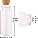 30ml Cork Stoppers Glass Bottles, Small Jars for Candy Wishing Bottle Wedding Favors (12 Sets) - Side View