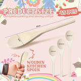 48 Pcs 8, 10, 12 Inch Wooden Spoons Gifts for Mom Oval Wooden Cooking Spoons Set Wood Serving Spoon Sauce Soup Stirring Ladle for Kitchen Cooking Baking Stirring Eating Tasting Cookware - Front View