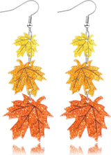 Thanksgiving Earrings Fall Maple Leaf Earrings for Women Lightweight Acrylic Glitter Autumn Holiday Leaf Jewelry Thanksgiving Fall Gifts