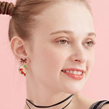 Thanksgiving Earrings for Women Cute Funny Squirrel Turkey Hazelnut Dangle Drop Earrings Delicate Fashion Colorful Maple Leaf Wreath Rhinestone Earrings Thanksgiving Holiday Themed - Front View