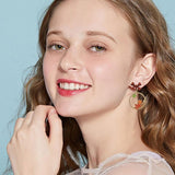 Thanksgiving Earrings for Women Cute Funny Squirrel Turkey Hazelnut Dangle Drop Earrings Delicate Fashion Colorful Maple Leaf Wreath Rhinestone Earrings Thanksgiving Holiday Themed - Side View