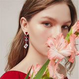 Playing Card Earrings for Women Red Heart Queen Poker Earrings Delicate Fashion Asymmetric Rabbit Love Heart Pearl Poker Dangle Drop Earrings Gambling Casino Chic Jewelry