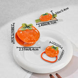3 PCS Orange Persimmon Hair Clip Fruit Claw Clips Acetate Claw Clip Orange Shape Cellulose Acetate Hair Clips Small Hairpin Cute Fruit Hair Claws Funny Persimmon Hair Clip for Women Girls - Front View