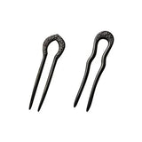 Carved Hair Forks for Buns for Women Two Prong Hair Stick for Long Hair U Shape Wood Hair Pin Handmade Hair Accessories(2pack)