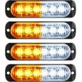 LED Amber Strobe Lights Vehicle Emergency Strobe Lights for Trucks LED Flashing Car Lights Windshield Lights Bars Hazard Shiny Mount Lights with Pads Screws for off Road Car(4 Pieces)