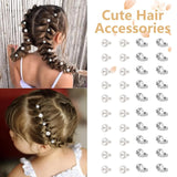 40 Pcs Mini Rhinestone Hair Clips Tiny Pearl Hair Clips Decorative Hair Clips Sparkly Crystal Hair Pins Silver White Hair Clips Wedding Bridal Hair Accessories for Girls Women - Side View