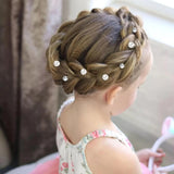 40 Pcs Mini Rhinestone Hair Clips Tiny Pearl Hair Clips Decorative Hair Clips Sparkly Crystal Hair Pins Silver White Hair Clips Wedding Bridal Hair Accessories for Girls Women - Top-Down View