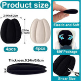 4 Pairs Self Adhesive Tongue Pads for Shoes Too Big, Non Slip Tongue Cushion Insert for Loose Shoe Size Reducer, Shoe Filler Shoe Heel Inserts for Men Women, Size Large (Black+Beige) - Front View