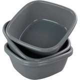 Idotry 4-Pack Baby Small Wash Basin, Gray Plastic Square Dish Pan, 8 Quart