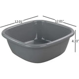 Idotry 4-Pack Baby Small Wash Basin, Gray Plastic Square Dish Pan, 8 Quart