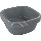 Idotry 4-Pack Baby Small Wash Basin, Gray Plastic Square Dish Pan, 8 Quart
