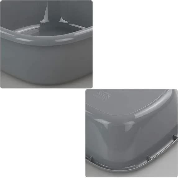 Idotry 4-Pack Baby Small Wash Basin, Gray Plastic Square Dish Pan, 8 Quart