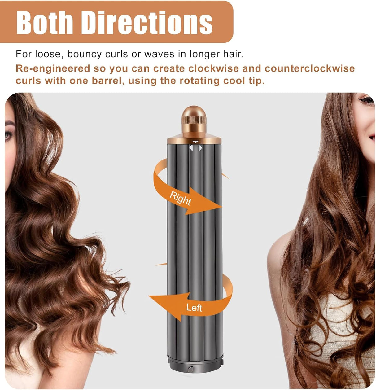 40mm/1.6" Long Barrel Attachment for Dyson Airwrap HS01/HS05/HS08 | Auto-Wrap Dual Rotation Curling Iron for Dyson Airwrap Attachments, Creates Voluminous Curls & Loose Waves