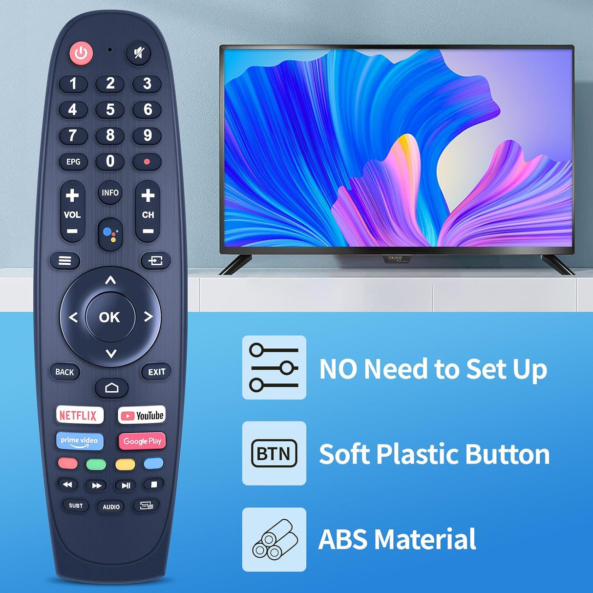EC32V2HA EC40V2FA Replacement Remote for SANSUI, BLAUPUNKT, Caixun, ARRQW TVs - No Voice Function