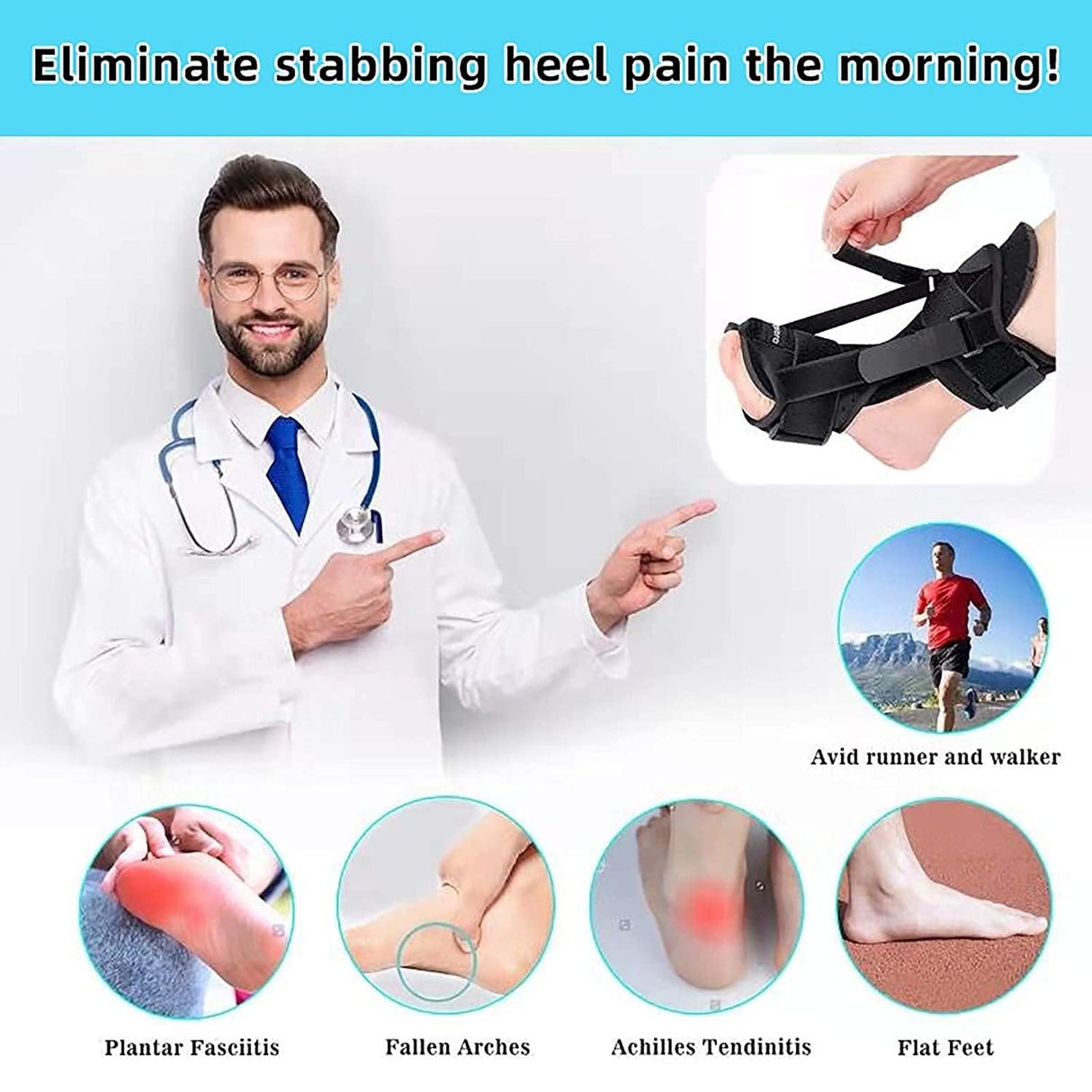 Plantar Fasciitis Night Splint and Brace, Upgraded Planters Facetious Relief, Foot Drop and Achilles Tendonitis Relief Brace. Night Splint for Plantar Fasciitis Women & Men