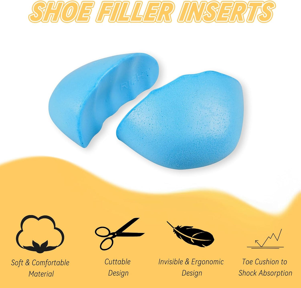 Shoe Filler for Too Big Shoes, Inserts to Make Shoe Smaller, Toe Filler Cushion Inserts for Loose Shoes, for Men and Women (L: one to Two Size Bigger) Blue  L: one to two size bigger