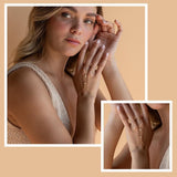 Hand Chain Bracelet 14K Plated Gold Bracelet Stack Finger Ring for Women Adjustable Rhinestone Ring Bracelet Hand Chain for Women Trendy Jewelry Non Tarnish Gold Ring Hand Bracelet Gold