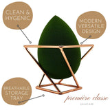 Beauty Sponge Holder - Rose Gold Foundation Beauty Blender Holder - Makeup Brush Organizer Rack Case - Vanity Storage - Display Make Up Puff Sponge Drying Stand (Pack of 1) Rose Gold 1 Count (Pack of - Front View