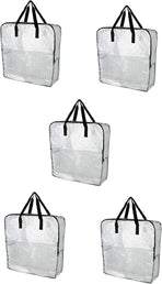 DIMPA Extra Large Storage Bag, Clear Heavy Duty Bags, Moth Moisture Protection Storage Bags (Pack of 5, 25 ½x8 ¾x25 ½)