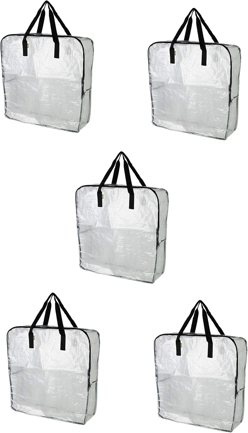 DIMPA Extra Large Storage Bag, Clear Heavy Duty Bags, Moth Moisture Protection Storage Bags (Pack of 5, 25 ½x8 ¾x25 ½)