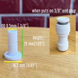 2 Size 1/4'' and 3/8'' Plug End Cap for RO System Reverse Osmosis Water Line Fittings Quick Connect Fitting Prevent Leak (Fits 1/4“ and 3/8'' both in 10 Piece), White, ROPF-W101438 - Side View