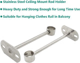 2 Pack Ceiling Mount Bracket, Stainless Steel Wardrobe Pipe Bracket Rod Holder Ceiling Holder,  Shower Curtain Closet Wardrobe Rod Lever Support Holder Pipe Flange Socket (25x250mm/1x10'') - Top-Down View