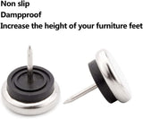 20pcs Round Heavy Duty Furniture Pads, Nail On Furniture Sliders Hardwood Floor Protectors Metal Nail On Glides for Chair Table Desk Cabinet Sofa Couch Leg Feet Non Slip Glides (Dia 19mm) - Top-Down View