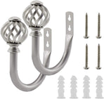 2 Pack Curtain Holdbacks, U Shaped Wall Mounted Curtain Tieback Hooks Drapery Tiebacks Decorative Curtain Hooks Window Treatment Holdbacks Hardware for Home Decor (Silver)