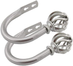 2 Pack Curtain Holdbacks, U Shaped Wall Mounted Curtain Tieback Hooks Drapery Tiebacks Decorative Curtain Hooks Window Treatment Holdbacks Hardware for Home Decor (Silver)