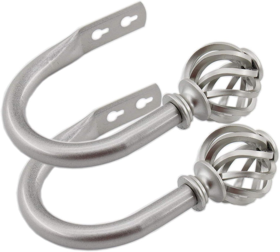 2 Pack Curtain Holdbacks, U Shaped Wall Mounted Curtain Tieback Hooks Drapery Tiebacks Decorative Curtain Hooks Window Treatment Holdbacks Hardware for Home Decor (Silver)