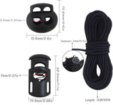 20pcs Plastic Cord Locks with 1/8-Inch 50ft Elastic Cord Heavy Stretch Round String, 10Pcs Sing-Hole, 10pcs Double-Hole Spring Toggle Stopper Slider Black (3mm-Black)