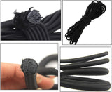 20pcs Plastic Cord Locks with 1/8-Inch 50ft Elastic Cord Heavy Stretch Round String, 10Pcs Sing-Hole, 10pcs Double-Hole Spring Toggle Stopper Slider Black (3mm-Black) - Side View